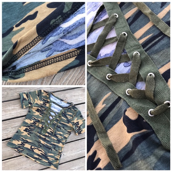 Camouflage ✯ Choker Tee Top - Picture 4 of 8